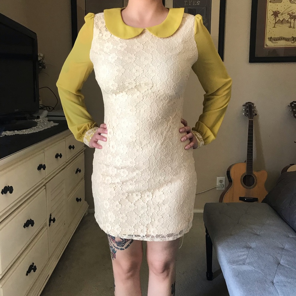 Alice Moon Peter Pan Collar Long Sleeve Lace Dress